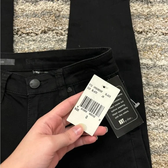 KUT From The Kloth Black Straight Leg Jeans Sz 0 NWT | KUT Straight Leg Jeans * - Picture 7 of 13
